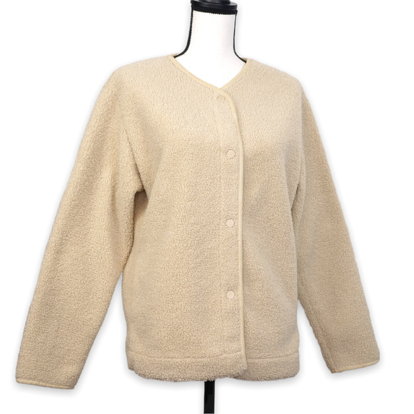 Joie Jackets & Blazers - JOIE Fleece Lined Sherpa Teddy Jacket Size XS NWT Cream Snap Button Sweater Coat